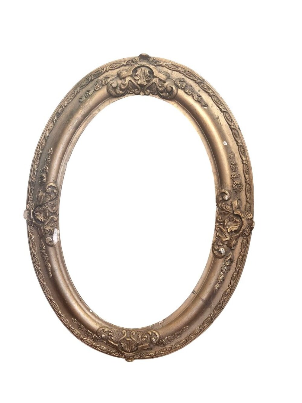 Antique Glided Wood and plaster large oval picture frame 25 x 19 inches